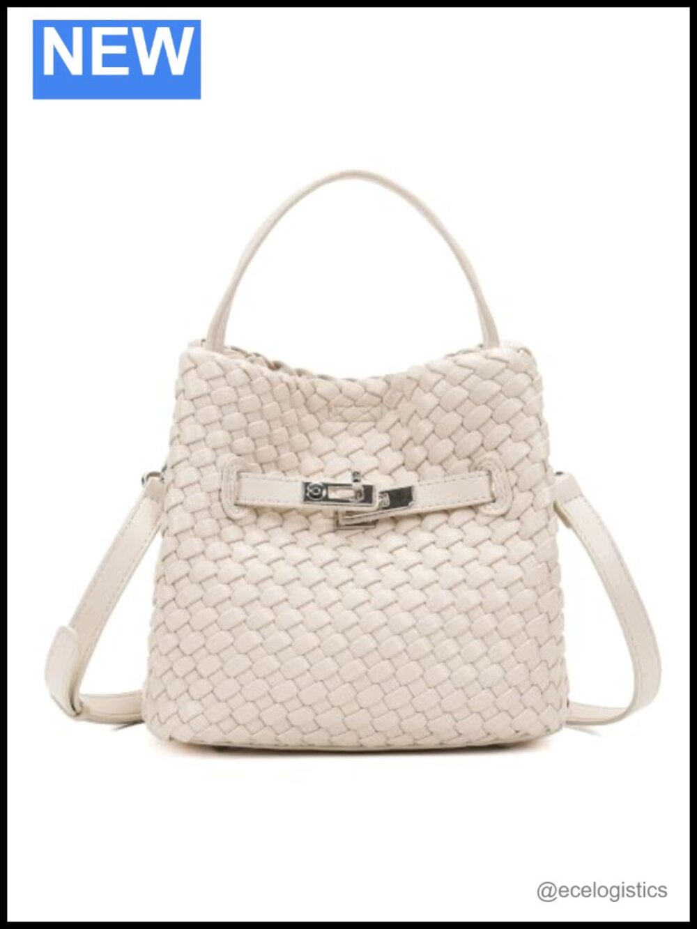 Women's Woven Vegan Leather Bucket Crossbody Shoulder Bag